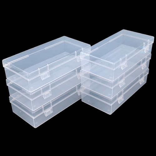 6 Pack Rectangular Clear Plastic Storage Containers - size: 7.28 x 3.54 x 1.77 inch