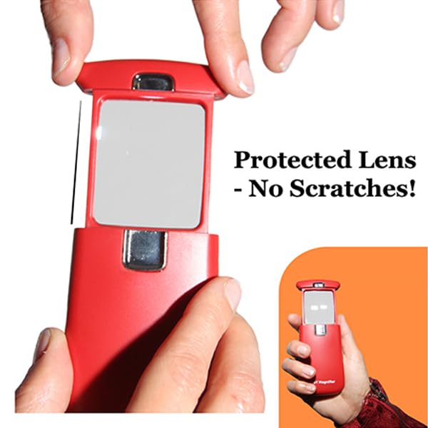 EasY Magnifier Small Pocket Magnifying Glass 3.0X with LED Light for Reading; Lighted Hand Held Coin Loupe; Mini Magnify Lens; Gifts for Seniors - color: Sedona Red