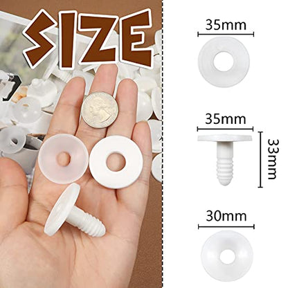 TOAOB 20 Set 35mm Doll Joints for Amigurumis Crochet White Movable Plastic Animals Joints for Crochet Stuffed Animals Crafts Puppets Limbs and Arms Leg Neck Joints Doll Making - size: 35mm