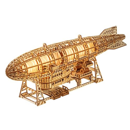 Wood Trick Luminous Zeppelin Dirigible 3D Wooden Puzzle for Adults to Build