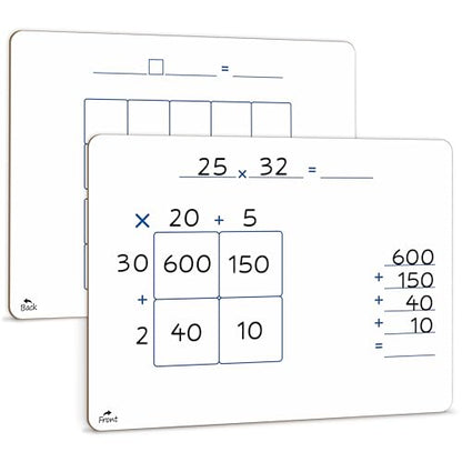 SCRIBBLEDO Dry Erase Ten Frame Area Model Board 9" x 12" Double Sided Whiteboard Math manipulatives for Kids - Area Model and 2 Ten Frames Math Practice for Addition Subtraction and Multiplication