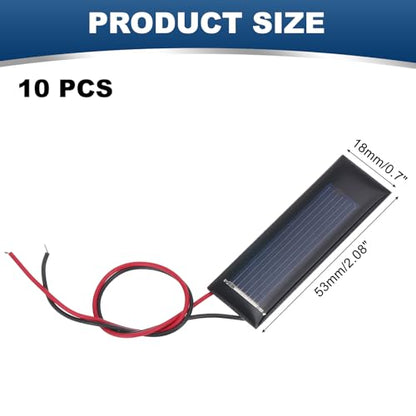 MECCANIXITY 10 Pcs 0.5V 0.08W 160mA Mini Solar Panels with 2 Cable | Small Polycrystalline Solar Cell Panel for DIY Electric Toy Materials Kits Charger, 53mm x 18mm - style: 0.5V 0.08W 160mA