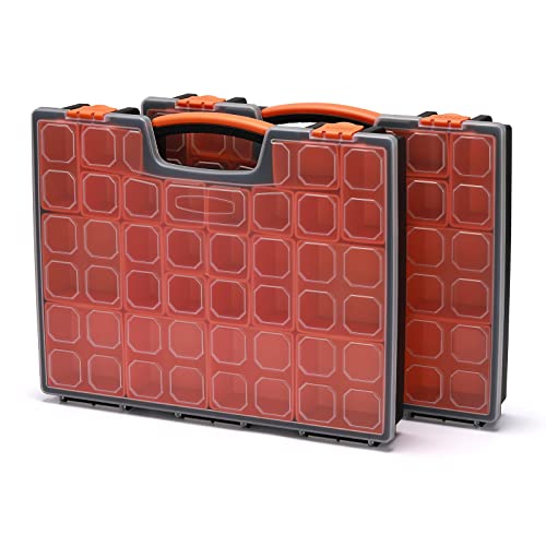 EMENTOL 2PCS Multi-Purpose Portable Organizer Box Set with 44-Removable Compartments, 2 Pieces Professional Boxes with Dimension 16.2"L*13"W*2.3"H - size: 2 PCS