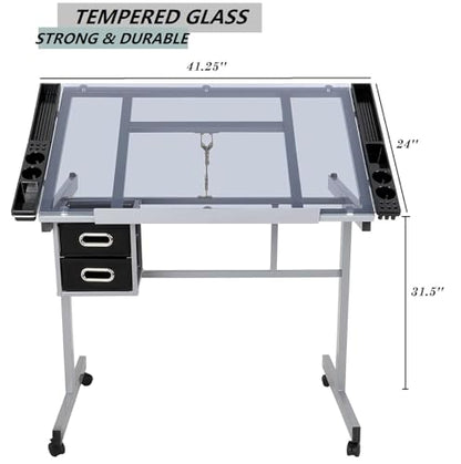 ZENY Glass Drafting Table for Artists