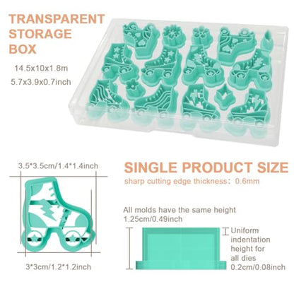 15 Pcs Roller Skate Shoes Shape Polymer Clay Cutters Set Skate Theme Clay Cutters for Earrings Making Jewelry DIY Crafts, Geometric Clay Cutting Tools - style: Roller Skate Shoes Shape