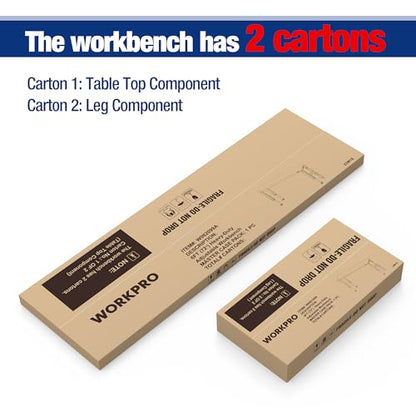 WORKPRO 72" Adjustable Workbench, Rubber Wood Top, 3000 LBS Capacity - size: 6FT workbench