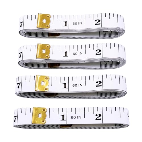 4 Pack Soft Tape Measure Double Scale 60-inch/150cm, Fabric Craft Tape Measure & Medical Body Measurement, Sewing Flexible Vinyl Ruler & Measuring Tape for Body Weight Loss (White)