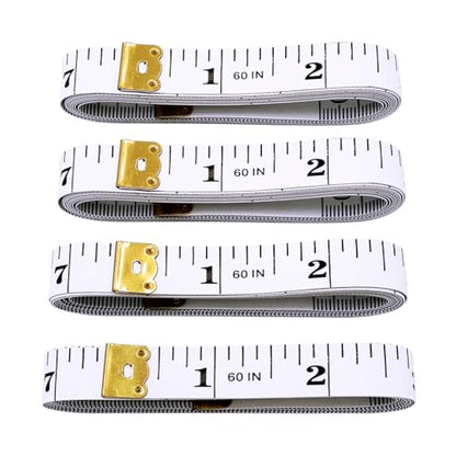 4 Pack Soft Tape Measure Double Scale 60-inch/150cm, Fabric Craft Tape Measure & Medical Body Measurement, Sewing Flexible Vinyl Ruler & Measuring Tape for Body Weight Loss (White)