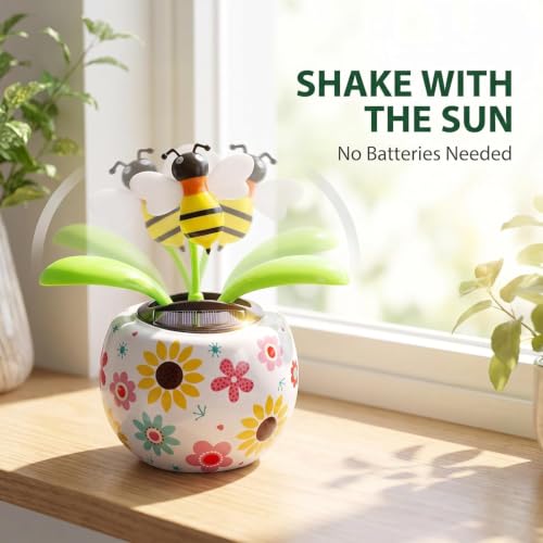 Solar Dancing Solar Powered Dancing Bee Toy in Colorful Shape Flip Flap Animated Bobblehead Dancer Window Sun Catcher Car Dashboard Decor Solar Power Kits Learning and Education