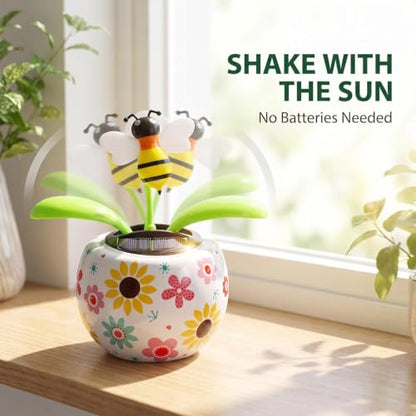 Solar Dancing Solar Powered Dancing Bee Toy in Colorful Shape Flip Flap Animated Bobblehead Dancer Window Sun Catcher Car Dashboard Decor Solar Power Kits Learning and Education