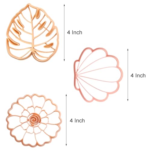 Trinket Cutter Set for Polymer Clay Display & Jewelry Styling – Monstera, Shell & Flower Shapes | MOSHEFL-TRI - color: Monstera+Shell+Flower