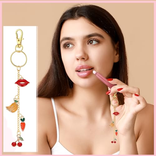 VioraWhite 213 Pcs Keychain Making Kit Bag Charm Kit Stylish Lip Gloss Keychain Making 100 Pink Enamel Charms 32.81 ft Gold Chains for DIY Crafts Women - style: Stylish