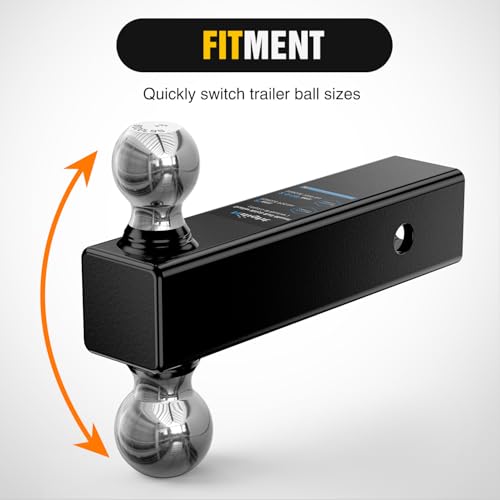 Nilight Multi-Ball Trailer Hitch Ball Mount, 2 & 2-5/16 Inch Balls, Dual Ball Mount fits 2-1/2-Inch Hitch Receiver, Chrome Plating - color: 2-1/2" hitch 2ball
