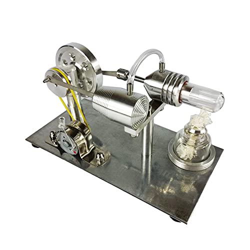 Qing Shuang Stirling Engine steam Engine Physics Experiment Popular Science Invention Toy Model Motor Model Educational Toy Generator Colorful LED, Silver, LxWxH 6.45×3.3×3.8
