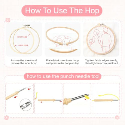 BEUNITONE 2 Pcs Sweet Couple Wedding Punch Needle Kits for Adults Beginner - color: 13-Wedding