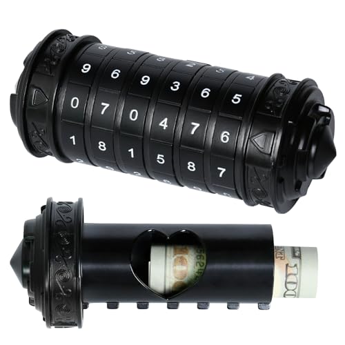 CoEjokno Da Vinci Code Numeric Cryptex Money Puzzle Box for Cash Gift, Jewelry Box with Hidden Compartment, Unique Puzzle Gift for Adults Brain Teaser Valentine’s Day Wedding & Anniversary Present - color: Black