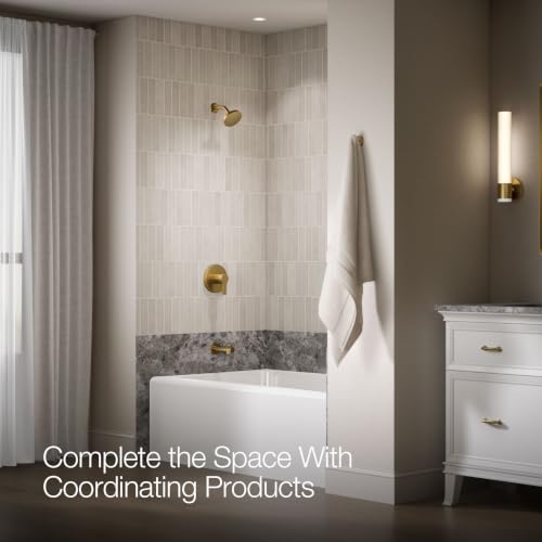 KOHLER TS35322-4G-2MB, Elate Rite-Temp Tub and Shower Trim with Single Function 1.75 GPM Showerhead, Vibrant Brushed Moderne Brass, Efficient Tub and Shower Combo, Finish - color: Vibrant Brushed Moderne Brass, size: 1.75 GPM