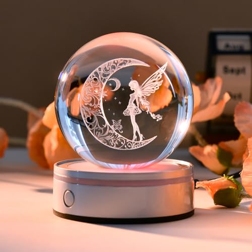 3D Fairy Crystal Ball Fairy Gifts for Daughter - color: 3D Moon Fairy