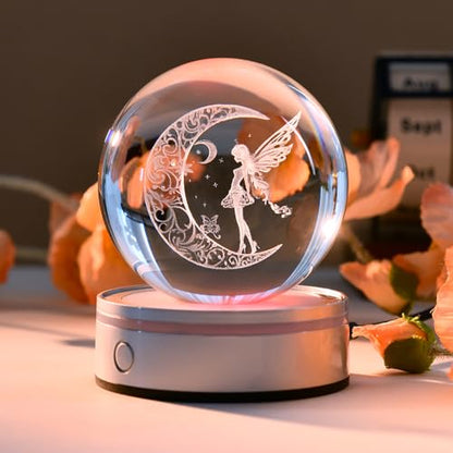 3D Fairy Crystal Ball Fairy Gifts for Daughter - color: 3D Moon Fairy