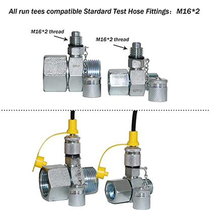 XZT KOM 6PACK Japanese JIS30 Hydraulic Swivel Run tees,hydrulic tee Connector,Tester Coupling Set for Hydraulic System, Excavator Construction Machinery