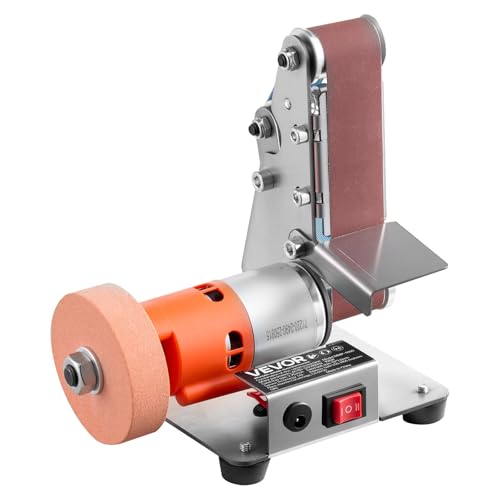VEVOR 3-in-1 Mini Belt Sander, 13" x 1.2" Sanding Belt, 2.75" Grinding & Polishing Wheel Combo, 7-Speed Adjustable with Forward/Reverse Control for Woodworking, Jewelry Making, Knife Sharpening - size: 2.75" Grinder & 1.2" x 13" Belt Sander Combo