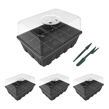 Gardzen 3 Pack Seed Starter Tray Germination Kit, Seed Starter Kit with Adjustable Humidity Dome, Plant Growing Kit 6.6" x 4.5" (12-Cell per Tray), Clear - color: Clear, size: 3-Pack