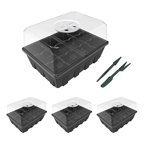 Gardzen 3 Pack Seed Starter Tray Germination Kit, Seed Starter Kit with Adjustable Humidity Dome, Plant Growing Kit 6.6" x 4.5" (12-Cell per Tray), Clear - color: Clear, size: 3-Pack