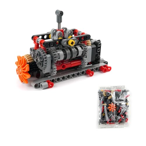 MOC Vehicle Powertrain Bundle – 6-Speed Manual Transmission with Differential & Drive Motor Set, DIY Mechanical Building Block Kit for Cars, STEM Engineering Projects (3PCS Set)