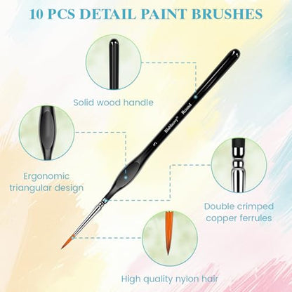 12pcs Miniature Paint Brushes Drybrush Set with Triangular Handles