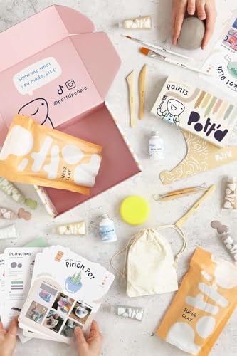 Pott'd Pottery Kit, Air Dry Clay Kit for Adults & Beginners - style: Minimalist Paints