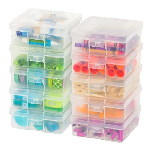 IRIS USA Clear Cases |Made in USA| Plastic Box Organizers (10-Pack)- Small - size: 10 - Pack, style: Small