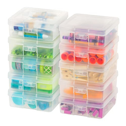 IRIS USA Clear Cases |Made in USA| Plastic Box Organizers (10-Pack)- Small - size: 10 - Pack, style: Small