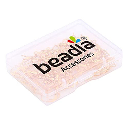 BEADIA 18K Gold Plated Earring Hooks 16x16mm 80pcs with Beads for Jewelry Making Findings - size: Hooks 3# 16x16mm