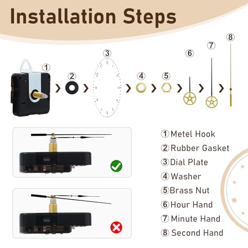 15 Pack Clock Mechanism Replacement Kit with 19 Pairs Clock Hands - size: Thread length 0.43 inches