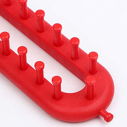 Knitting Loom Kit, Rectangle Weaving Looms Set with a Crochet Hook and Needle, Quick Scarf Hats Maker DIY Crocheting Handmade Craft Kit for Knitting Lovers Beginners(26cm,Red)