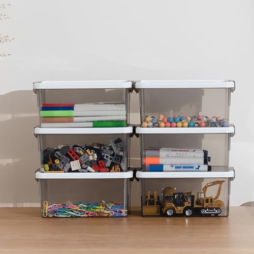 Citylife 10Packs 1.3Qt Small Storage Bins with Lids,Stackable Clear - color: Clear Grey, size: 1.3 QT(10 Pack)