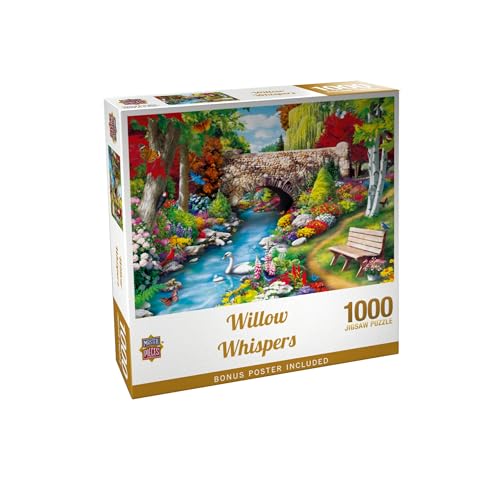 Masterpieces 1000 Piece Jigsaw Puzzle for Adults & Families, Willow Whispers, Fall Barn & Horses Scene, Christmas Jigsaw, 19.25"x26.63", Challenging Puzzle for Adults - size: 1000 Piece