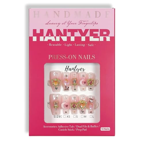 Y2K Press on Nails with Tools Kit, Medium Long Coffin Glossy Nails, Fake Nails in Pastel Pink, False Nails with 3D Moon Charms, Kawaii Style for Anime Parties & Special Events(Size S) - color: Orange, size: S