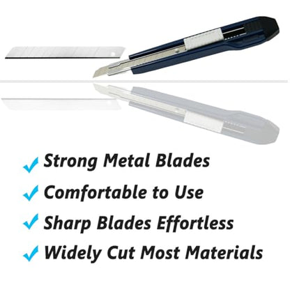 9mm Snap Off Utility Knife High Hardness Retractable Box Cutters with 30 Pcs Snap Off Blades,Pack 3 Art Craft Hobby Cutter 9mm Knife for Home Warehouse Office Workstation,Dark Blue - color: Blue