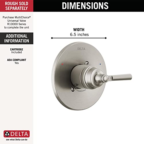 Delta Faucet Saylor Shower Valve Trim Kit for Shower Systems and Brushed Nickel Shower Faucets, Delta Shower Handle Replacement, Shower Faucet Handle, Stainless T14035-SS (Valve Not Included) - color: Stainless