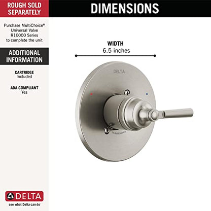 Delta Faucet Saylor Shower Valve Trim Kit for Shower Systems and Brushed Nickel Shower Faucets, Delta Shower Handle Replacement, Shower Faucet Handle, Stainless T14035-SS (Valve Not Included) - color: Stainless