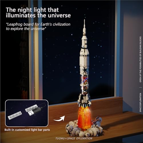 Sosuy Space-Rocket Building Blocks Sets,STEM 1201PCS 6+ Stage Separated Arrow Model Rockets Kit,Light Strip NASA Toys for Boys Adult Teen,Saturn V Models Birthday Gifts for Kids Age 8-12 - style: Space Rocket