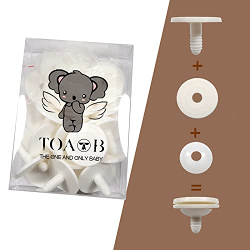 TOAOB 20 Set 50mm Doll Joints for Amigurumis White Plastic Animals Joints for Crochet Stuffed Animals Limbs and Arms Joints Doll Making - size: 50mm