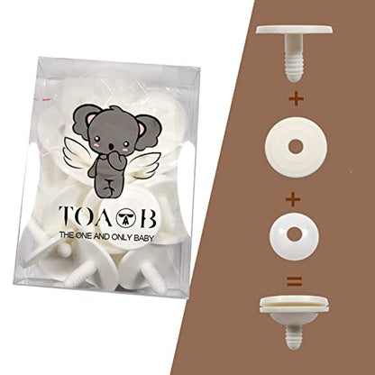 TOAOB 20 Set 50mm Doll Joints for Amigurumis White Plastic Animals Joints for Crochet Stuffed Animals Limbs and Arms Joints Doll Making - size: 50mm
