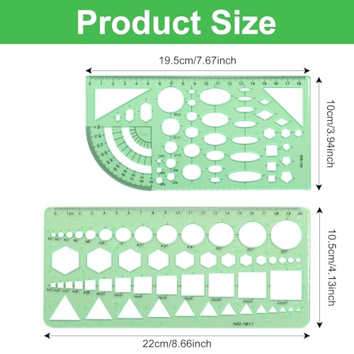 Circle Template, Style2, Clear Green Plastic, 2 PCS - style: Style2,2Pcs