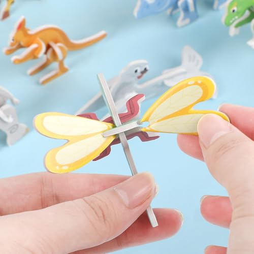 CCINEE 100 Pcs Educational 3D Cartoon Puzzle Toys for Kids,3D Animal Dinosaur Airplane Insect Learning Educational Montessori Toys Paper Puzzle Game for DIY Crafts Birthday Gifts