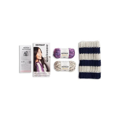 Bernat QuickWeave - 1 Pack of 120 Yards/4.9 oz Purple Tartan Yarn, 80% Acrylic, 20% Wool, Grid 85% Acrylic, 15% Polyester, Needle 100% Plastic - color: Purple Tartan