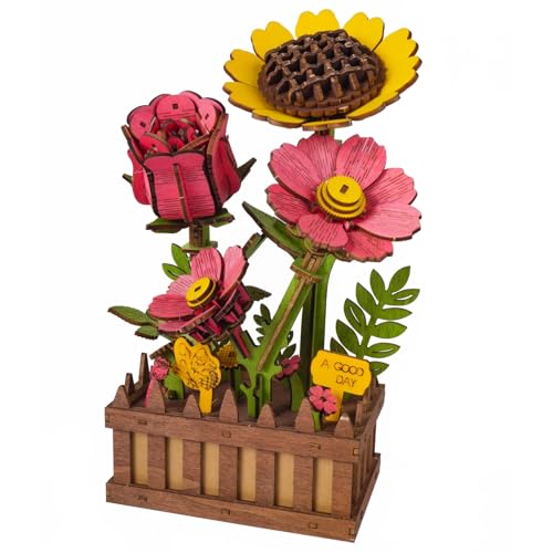 3D Wooden Flower Bouquet Puzzle for Adults - color: Flower