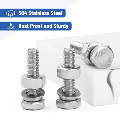 Mr. Pen- Nuts and Bolts Set, 1/4"-20x1, 10 Sets, Stainless Steel - size: 1/4"-20x1