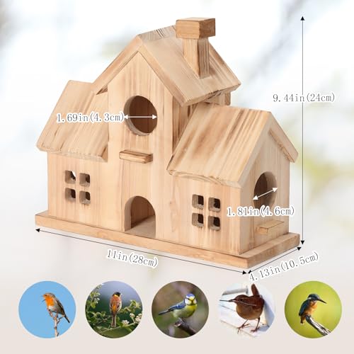 Wooden Bird House for Outside, Hanging Garden Birdhouse